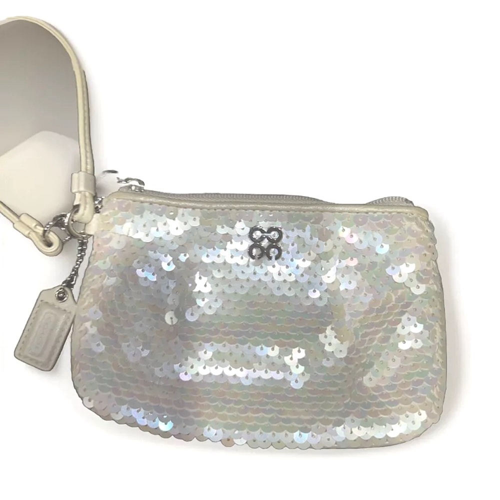 COACH White Sequin Wristlet (New Without Tag)